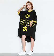 Oversize Irregular Graphic Printed Dress [Pre-Order] Color:  Black - One Size