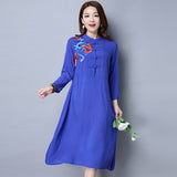 CNY Retro Style Embroidered Cheongsam Dress