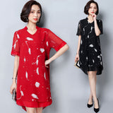 Plus-Size Printed Chiffon Dress