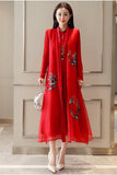 CNY Linen Embroidery Dress Coat
