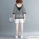 Aerial Open Back Stripe Top [Pre-Order] Color: Black/red - Size: L-Xl Tops
