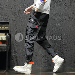 Casual Cargo Jogger Pants [Pre-Order] Color: Gray/black/purple - Size: M-5Xl M / Black