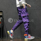 Casual Cargo Jogger Pants [Pre-Order] Color: Gray/black/purple - Size: M-5Xl M / Purple