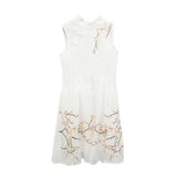 Cny Embroidery Flare Hem Cheongsam Dress [Pre-Order] Color: Pink/navy/blue/white - Size: S-2Xl