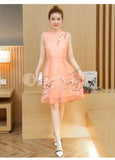 Cny Embroidery Flare Hem Cheongsam Dress [Pre-Order] Color: Pink/navy/blue/white - Size: S-2Xl S /
