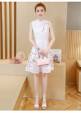 Cny Embroidery Flare Hem Cheongsam Dress [Pre-Order] Color: Pink/navy/blue/white - Size: S-2Xl S /