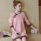 Cny Ethnic Cheongsam Top Dress [Pre-Order] Color: Pink - Size: M-2Xl Dresses