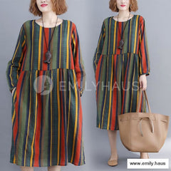 Colored Stripes Long Sleeved Dress [Pre-Order] Dresses
