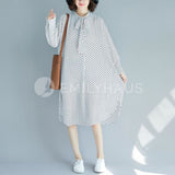 Dotted Chiffon Dress With Neckline Knot [Pre-Order] Color: Black/white - One Size Dresses