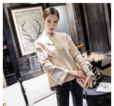 Embroidered Fit & Flare Sleeves Cheongsam [Pre-Order] Color: Red/beige - Size: S-Xl S / Beige Tops
