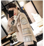 Embroidered Fit & Flare Sleeves Cheongsam [Pre-Order] Color: Red/beige - Size: S-Xl Tops