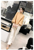 Embroidered Flare Sleeves Cheongsam Tops [Pre-Order] Color: Yellow - Size: S-Xl