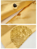 Embroidered Flare Sleeves Cheongsam Tops [Pre-Order] Color: Yellow - Size: S-Xl