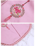 Embroidered Hem Flare Cheongsam Tops [Pre-Order] Color: Pink - Size: S-L