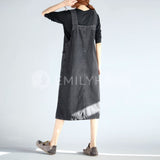 Overall Denim Strap Dresses [Pre-Order] Color: Black/blue - Size: L-2Xl