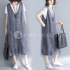 Overall Wrap Summer Dresses [Pre-Order] Color: Gray - Size: L-Xl L /