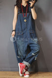 Oversized Denim Jumpsuits [Pre-Order] Color: Blue - One Size Playsuits &