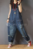 Oversized Denim Jumpsuits [Pre-Order] Color: Blue - One Size Playsuits &