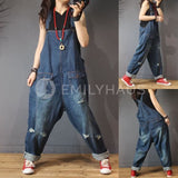Oversized Denim Jumpsuits [Pre-Order] Color: Blue - One Size Playsuits &