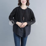 Oversized Irregular Split Hem Top [Pre-Order] Color: Black/white - One Size / Black Tops