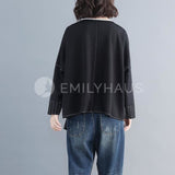 Oversized Irregular Split Hem Top [Pre-Order] Color: Black/white - One Size Tops
