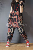 Oversized Letter Print Jumpsuits [Pre-Order] Color: Black - One Size Playsuits &