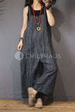 Oversized Linen Jumpsuits [Pre-Order] Color: Black/gray - One Size / Gray Playsuits &