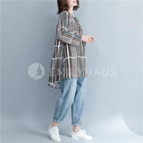Oversized Long-Sleeved Stripe Top [Pre-Order] One Size Tops