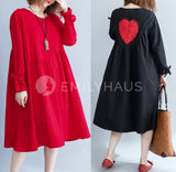 Oversized Love Patch Dresses [Pre-Order] Color: Black/red - One Size