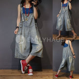 Oversized Nostalgic Denim Jumpsuits [Pre-Order] Color: Blue - One Size Playsuits &