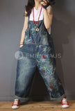Oversized Retro Print Jumpsuits [Pre-Order] Color: Blue - One Size Playsuits &