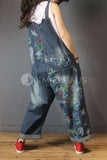 Oversized Retro Print Jumpsuits [Pre-Order] Color: Blue - One Size Playsuits &