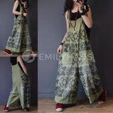 Oversized Retro Printed Jumpsuits [Pre-Order] Color: Browm/green - One Size Playsuits &