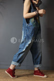 Oversized Splash Print Denim Jumpsuits [Pre-Order] Color: Blue - One Size Playsuits &