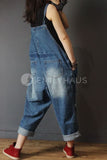 Oversized Splash Print Denim Jumpsuits [Pre-Order] Color: Blue - One Size Playsuits &