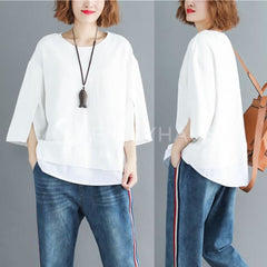 Oversized Split Sleeve Top [Pre-Order] Color: White - One Size Tops