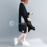 Oversized Stitched Print With Irregular Hem Dress [Pre-Order] Color: Black - One Size Dresses