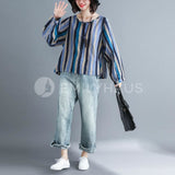 Oversized Stripe Top [Pre-Order] Color: Blue/green - One Size Tops