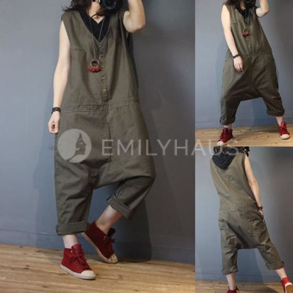 Oversized Thigh Hanging Jumpsuits [Pre-Order] Color: Brown - One Size Playsuits &