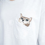 Oversized Top With Embroidery Pocket [Pre-Order] Color: White - One Size Tops