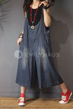 Oversized Washed Denim Jumpsuits [Pre-Order] Color: Blue - One Size Playsuits &