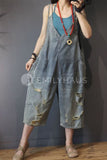 Oversized Washed Denim Jumpsuits [Pre-Order] Color: Gray - One Size Playsuits &