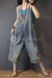 Oversized Washed Denim Jumpsuits [Pre-Order] Color: Gray - One Size Playsuits &
