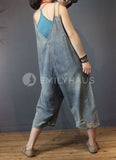Oversized Washed Denim Jumpsuits [Pre-Order] Color: Gray - One Size Playsuits &
