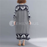 Printed Oversized Midi Dress [Pre-Order] Color: Black - One Size Dresses