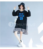 Printed Sweat Dresses [Pre-Order] Color: Gray/black - Size: M-Xl