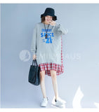Printed Sweat Dresses [Pre-Order] Color: Gray/black - Size: M-Xl M / Gray