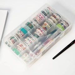 15 Compartments Clear Crafts Organizer transparent Storage Box for Washi Tape Art Supplies and Sticker Stationery