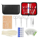 25 In 1 Medical Skin Surgical Suture Training Kit Operate Suture Practice Training Silicone Pad Needle Scissors Tool Kit
