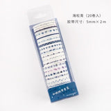 20pcs/pack Multi-color Washi Tape Scrapbooking Decorative Adhesive Tapes Paper Japanese Stationery Sticker